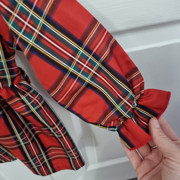 Girls Red Black tartan long sleeved Spanish dress. 2 years - Picture 2 of 5